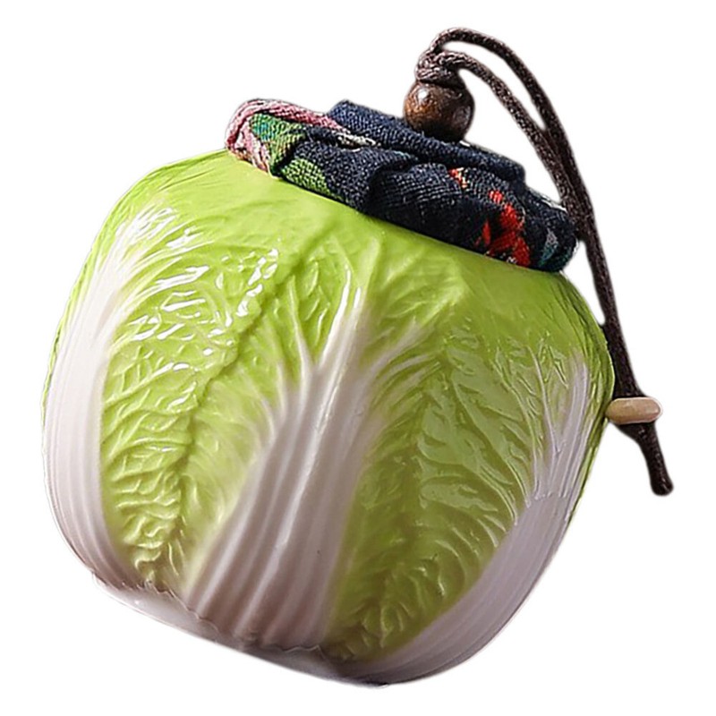 Mini Ceramic Tea Jar Tea Canister Candy Jar Chinese Cabbage Shape Container gallery