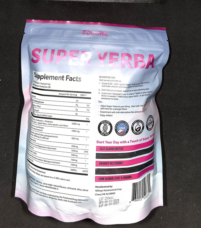 Zooone Super Yerba 30 Packets Raspberry Lemonade – Clean Energy & Detox gallery