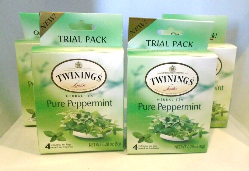Twinings of London Pure Peppermint Herbal Tea 4 Bags On the go pack (Lot of 4)