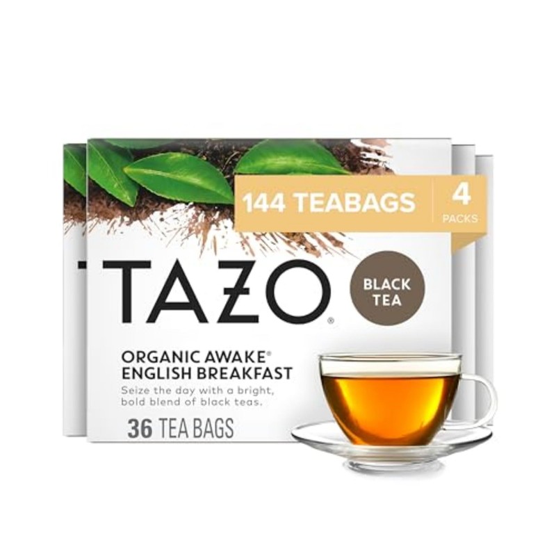 Organic Awake English Breakfast Black Tea Bags, 144 Total Tea Bags (36ct – Pa…