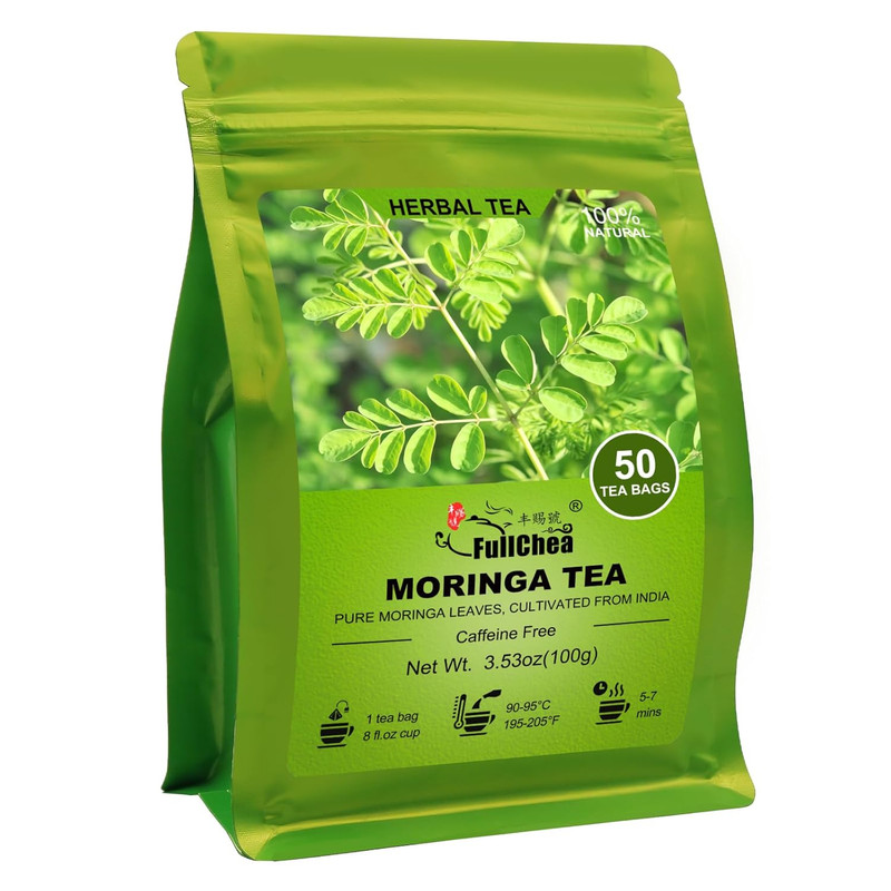 – Moringa Tea, 50 Teabags – Pure & Natural Moringa Leaves, Cultivated from India