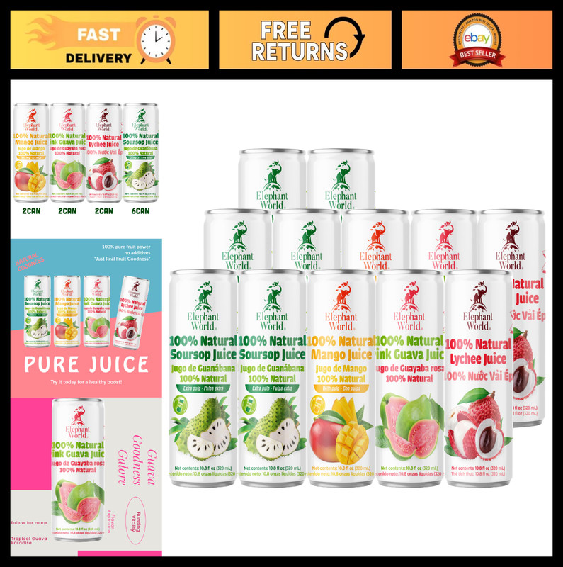 100% Natural Assorted Superfruit Juices – Soursop, Mango, Guava, Lychee – No Sug