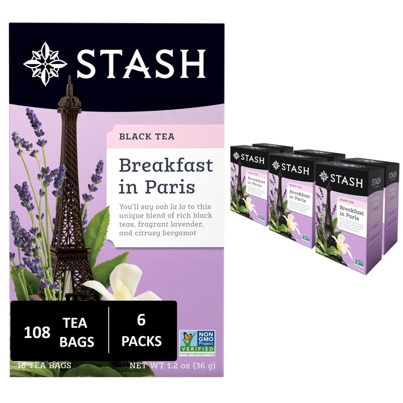 Stash Tea Breakfast In Paris Black – Caffeinated, 18 Count (Pack of 6)