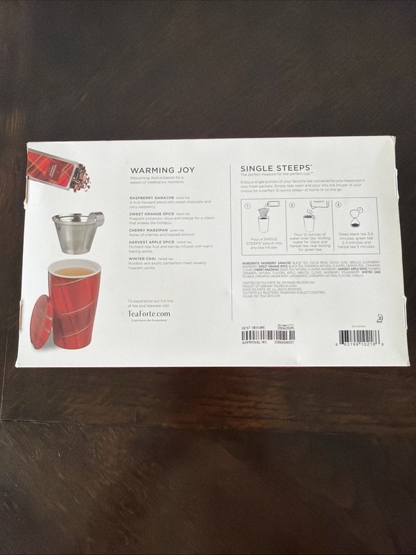 TEA FORTE, WARMING JOY, Boxed Assortment of 15 Single Steeps Tea Tasting Pouches gallery