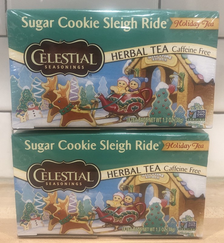2X Sugar Cookie Sleigh Ride Celestial Season Decaf Herbal Tea 18 Bag Ea BB9/25