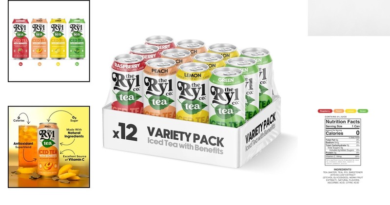 Peach/Raspberry/Lemon/Green Iced Tea Sampler - Antioxidant Superblend (12-Pack) gallery