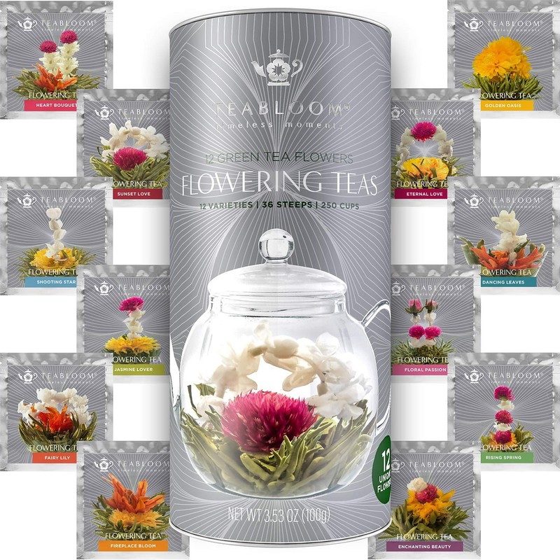 Flowering Tea 12 Unique Varieties of Fresh Blooming Tea Flowers Hand-Tied