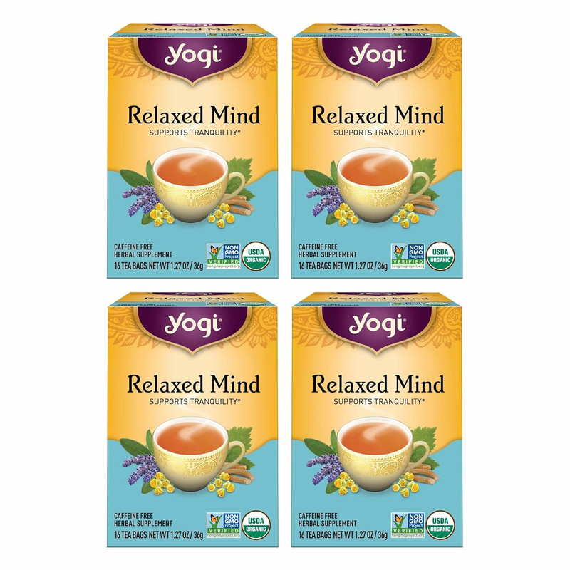Yogi Tea Relaxed Mind Tea - 16 Bags per Pack (4 Packs) - Relaxing, Calming Organ