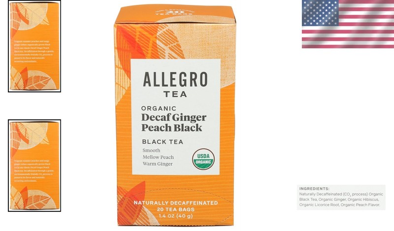 Decaf Organic Ginger Peach Black Tea Bags – Refreshing 20 Count for Anytime gallery