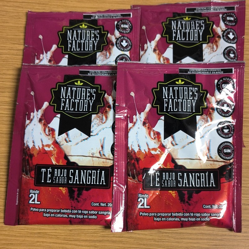 Nature’s Factory Red Tea Powder Sangria Flavor 4 Pack Sugar Free