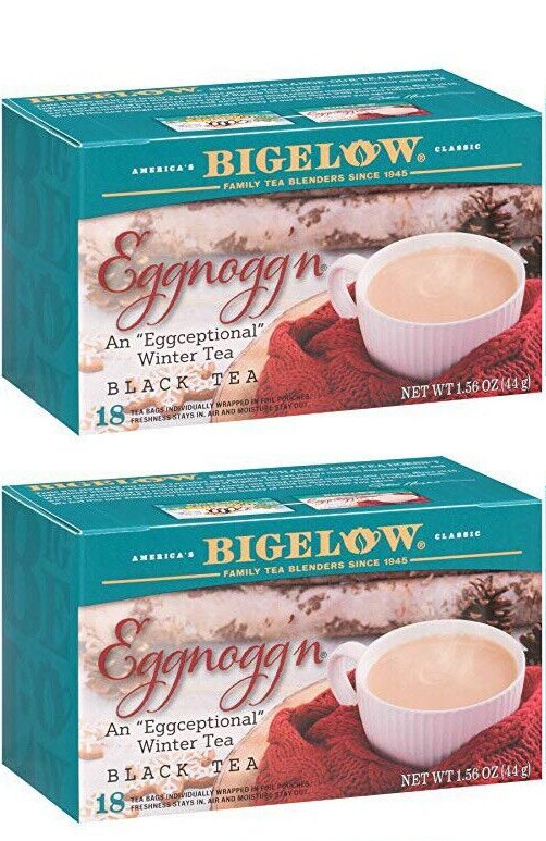 Lot 2 NIB Bigelow Eggnogg Black Eggnog Tea 36 Bag Instant Thanksgiving FreeShip