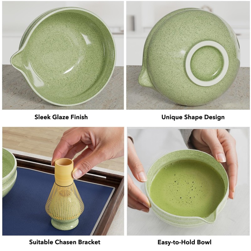 Matcha Whisk Set 7pc Ceramic Tea Kit Bowl Sifter Scoop Cloth Gift gallery
