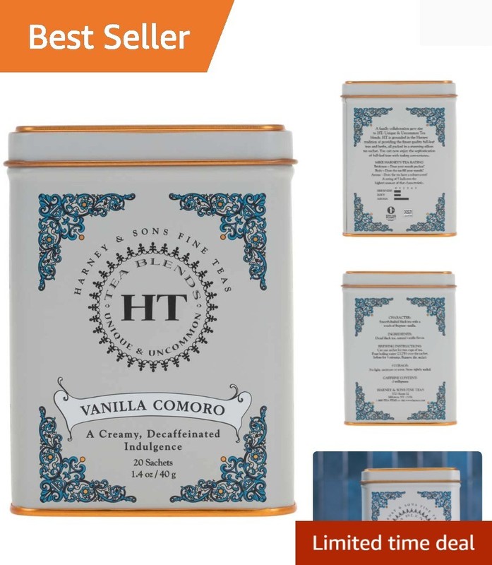 Tea Decaffeinated, Great Present Idea, Vanilla Comoro, 1.4 oz Tin 20 Sachets