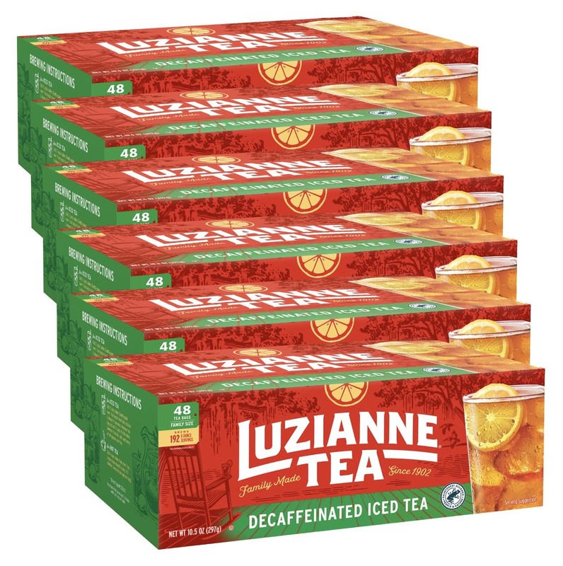 Decaf Iced Tea Bags Family Size, 48 Count – Pack of 6, Perfect for Refreshment