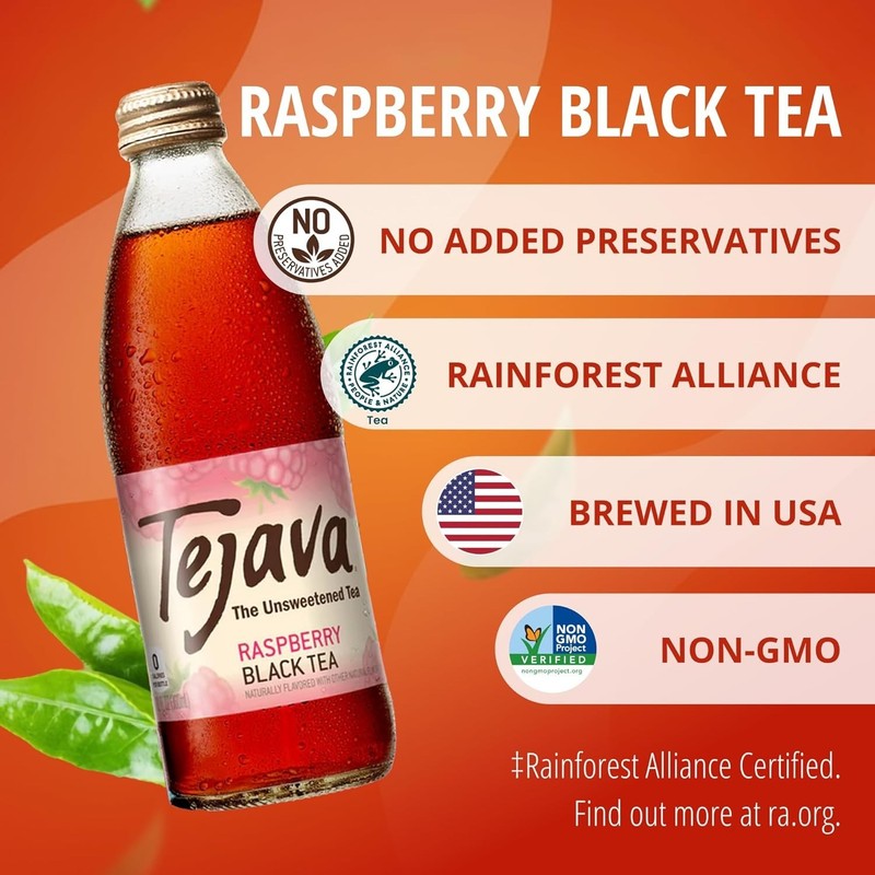 Refreshing Raspberry Black Iced Tea 4 Pack 12oz Glass Bottles No Preservatives gallery