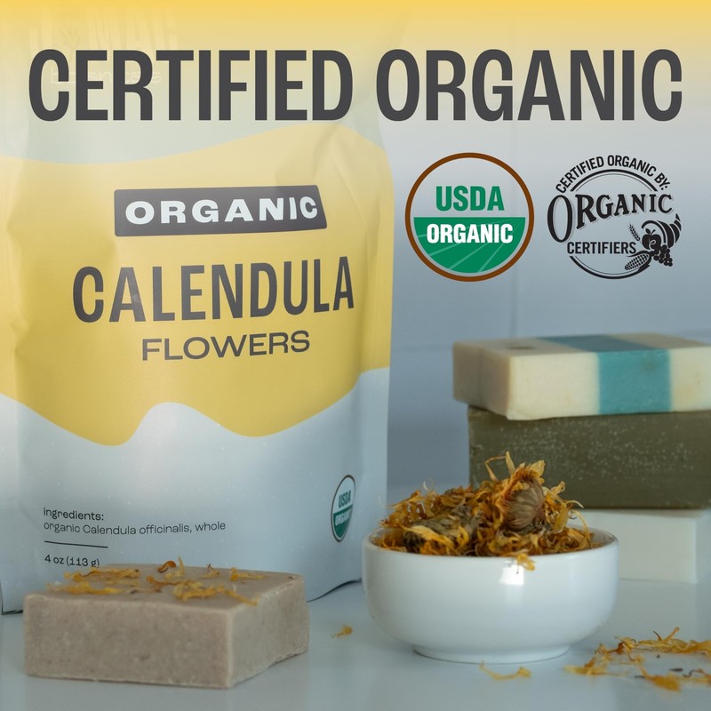 J Mac Botanicals, Organic Calendula Flower 4 ounce, whole dried flowers and p... gallery