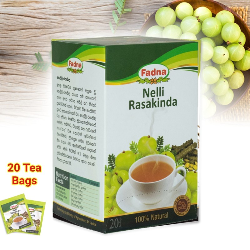 FADNA Nelli Rasakinda Tea 100% Natural Herbal Ayurvadic Ceylon Drink 20 Tea Bags