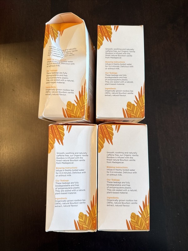 Lot 4 Boxes: Dragonfly Tea Organic Vanilla Rooibos Caffeine Free Exp 3/27 gallery