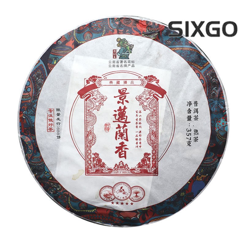 357g Yunnan Tea Tree King Pu’er Tea Ripe Tea 2019 Jingmai Lanxiang Qizi Cake Tea