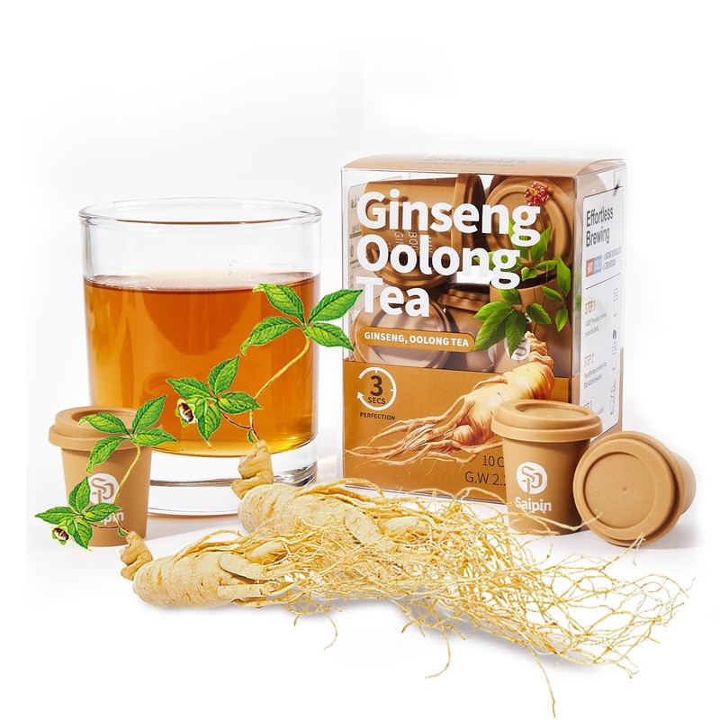 Organic Ginseng Tea – 10 Instant Oolong Tea for Natural Energy and Stress Rel…