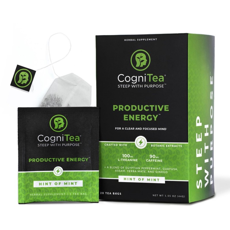 Productive Energy Tea – Enhanced Focus & Energy with 100mg L-Theanine, 90mg C…
