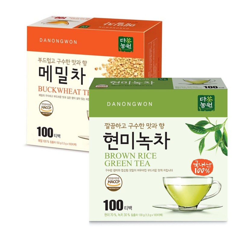 Korean Danongwon Brown Rice Green Tea + Buckwheat Tea 200 Tea bag