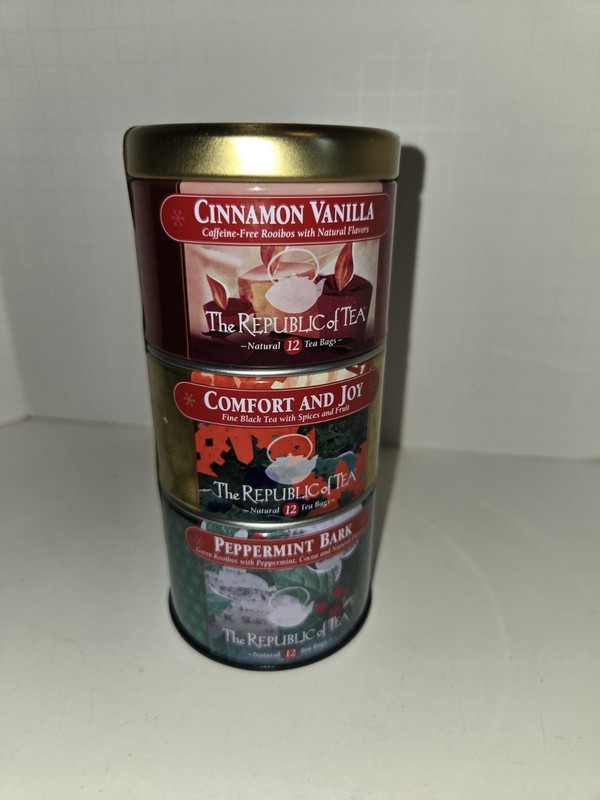 Republic Of Tea Stackable Tea Tins, Holiday 2018 Teas Unopened