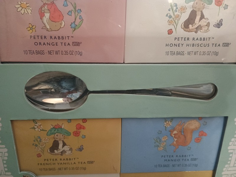 BEATRIX POTTER Peter Rabbit Tea time set 80 bags 8 flavors w etched bunny spoon gallery