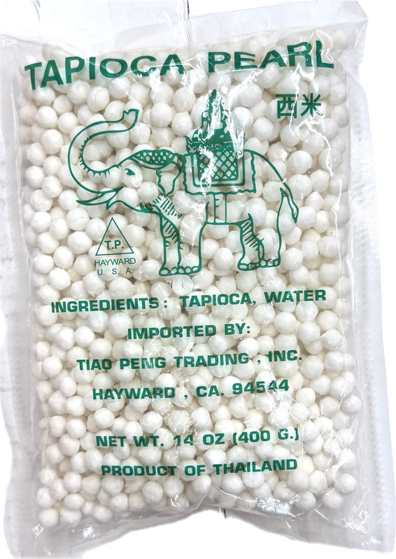 T.P. Brand White Large Tapioca Pearl Boba 14oz (400g) Bag – Product of Thailand