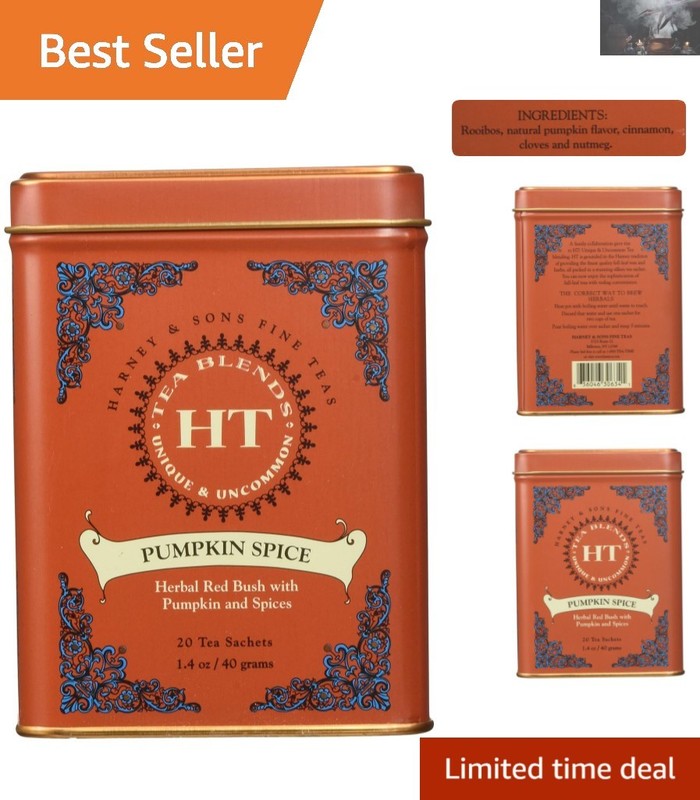 Organic Pumpkin Spice Rooibos Tea – 20 Sachet Tin | Gluten Free & Kosher