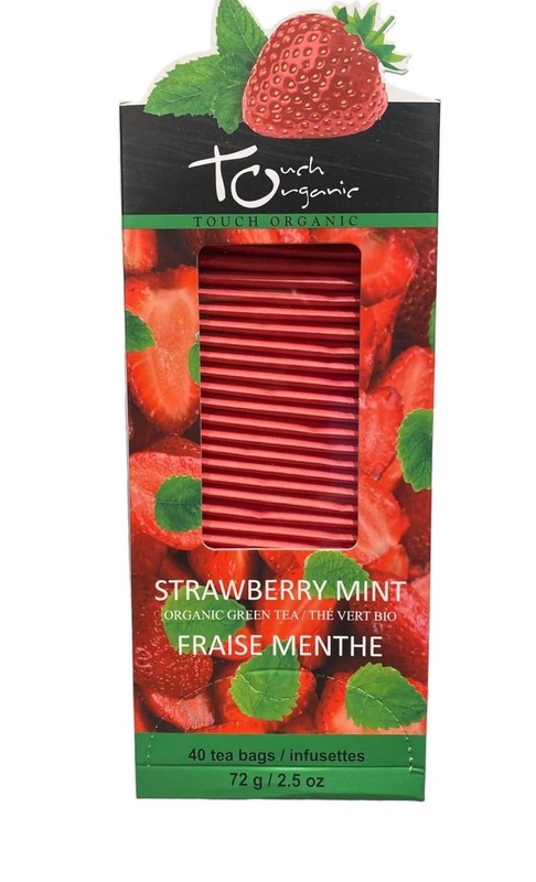 Touch Organic STRAWBERRY MINT GREEN Tea Bags, 40 Bags, 2.5 oz