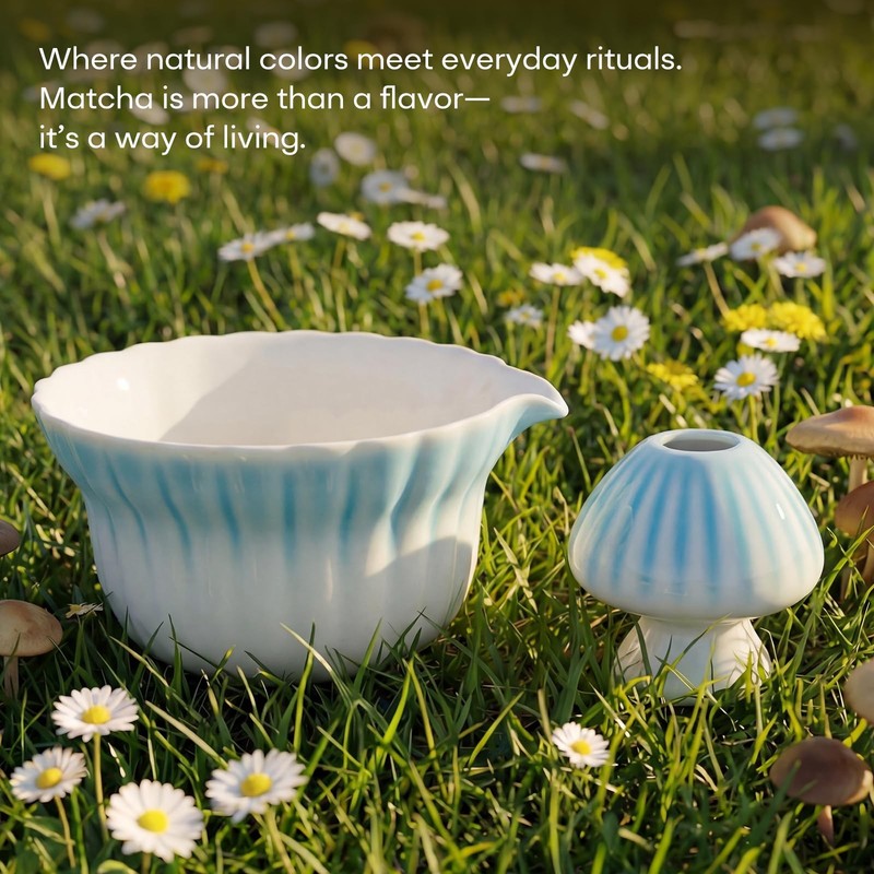Matcha Set, 5Pcs Ceramic Matcha Set including Daisy Matcha Bowl and Mushroom ... gallery