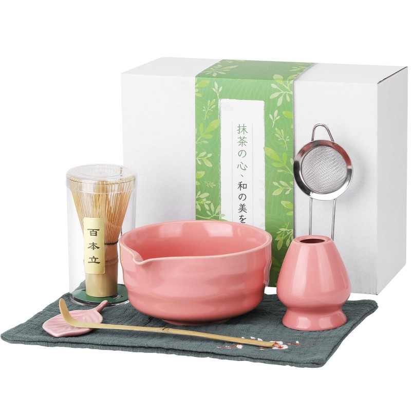 Matcha Whisk Set, Traditional Matcha Kit Includes Matcha Bowl, Pink Whisk wit…