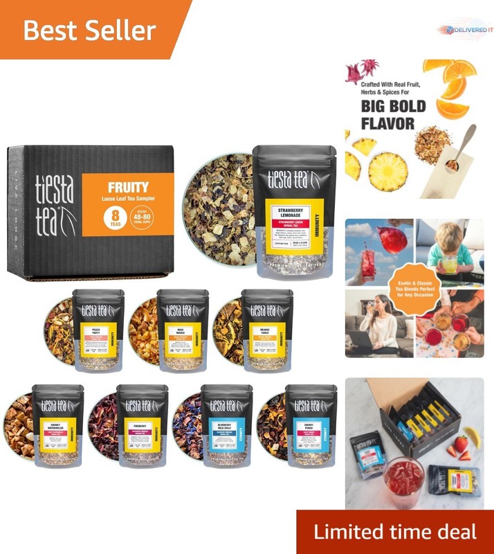 Fruity Tea Sampler Loose Leaf No Caffeine 8 Pouches Hot Iced Fruit Brews