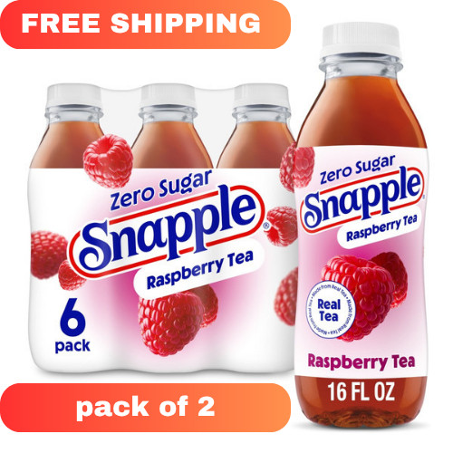 Snapple Zero Sugar Raspberry Iced Tea 16 fl oz Bottles 12 Pack Sugar Free Tea Dr