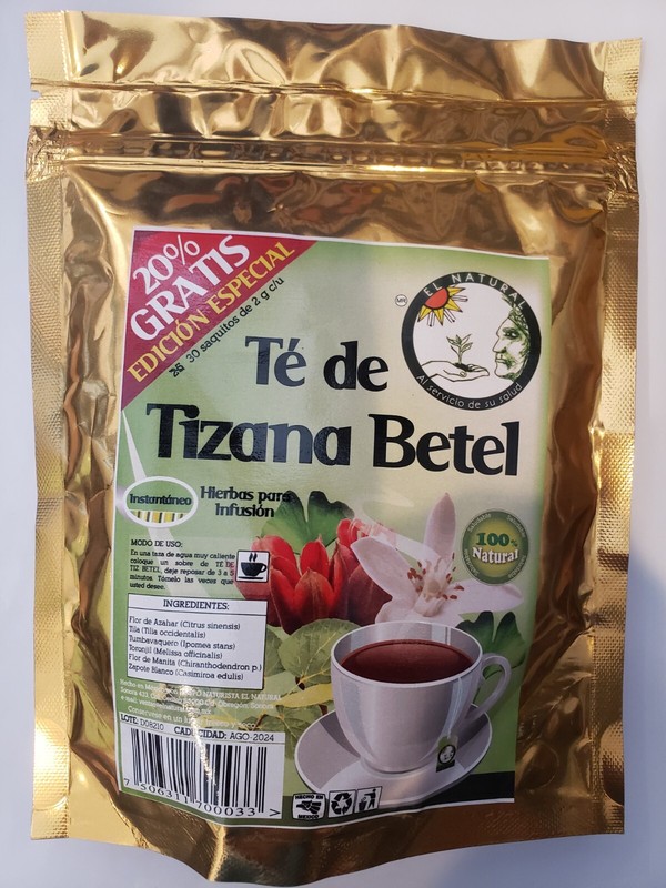 TE DE TIZANA BETEL TEA 30 SOBRES/BAGS ” Stress, Insomnio, Dolores & Ansiedad”