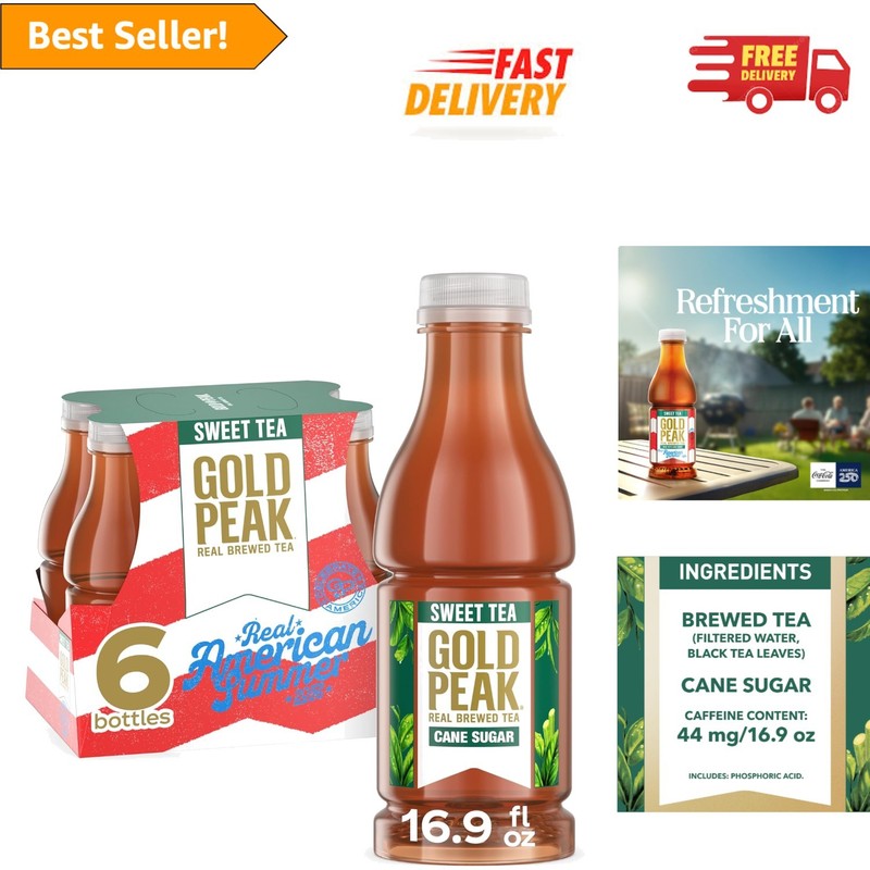 Refreshing Real Brewed Sweet Tea – Convenient 6 Pack of 16.9 fl oz Bottles