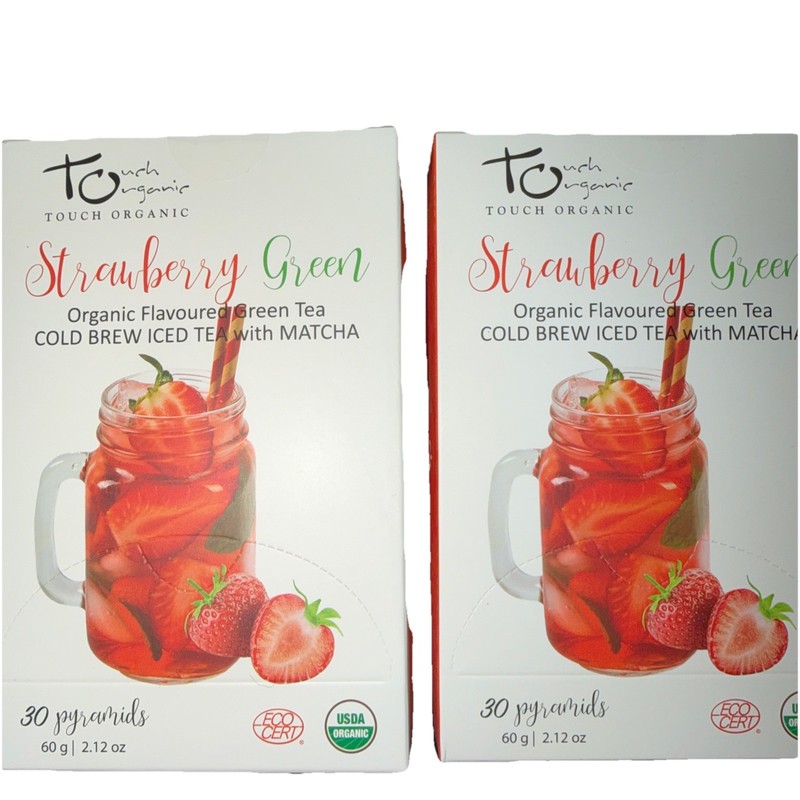 TOUCH ORGANIC STRAWBERRY 🍓GREEN COLD BREW ICED TEA w MATCHA 2 Boxes=60 Pyramids