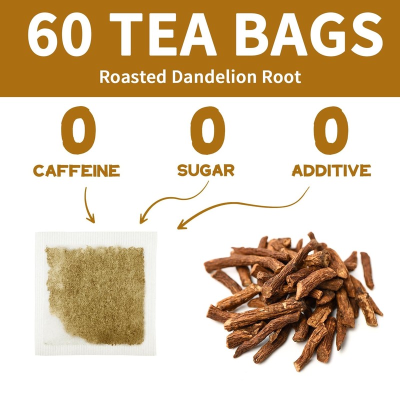 Dandelion Root Tea, 60 Tea Bags - Premium Roasted Dandelion Root - Natural Herb gallery