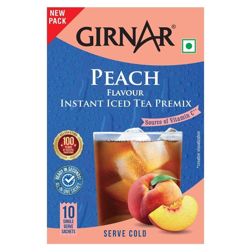 Girnar Peach Flavour Instant Iced Tea Premix – (10 Sachets)