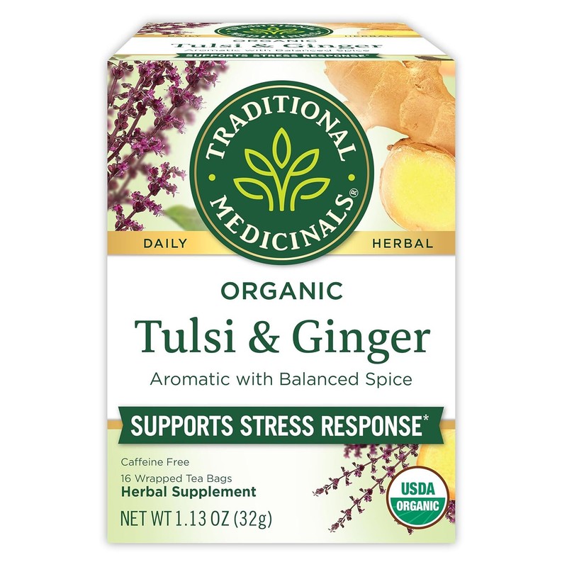 Traditional Medicinals Bagged Tea Tulsi With Ginger 16 Tea Bags 16 Bag