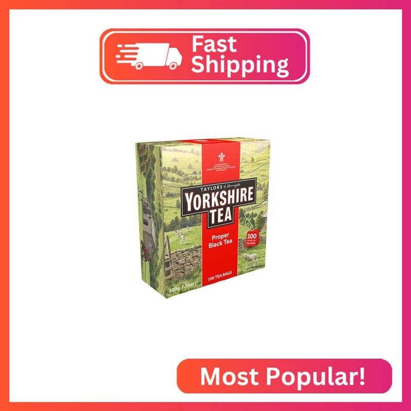 Yorkshire Tea, Red, Black Tea, String and Tagged Bags, 100 Count (Pack of 1), Re gallery
