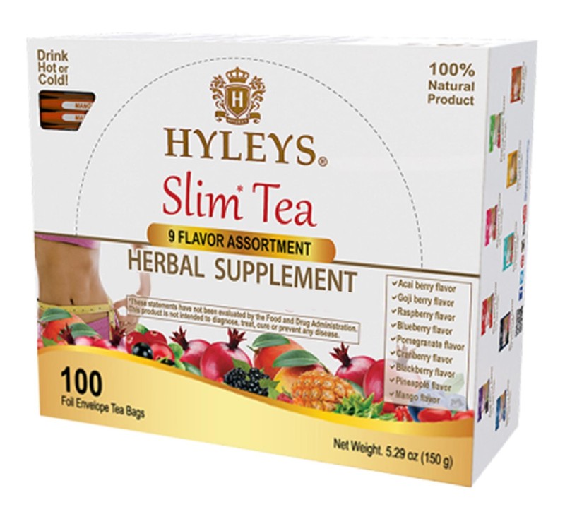 HYLEYS Slim Tea 9 Flavor Assortment 100 Ct - Weight Loss Herbal Supplement Cl...