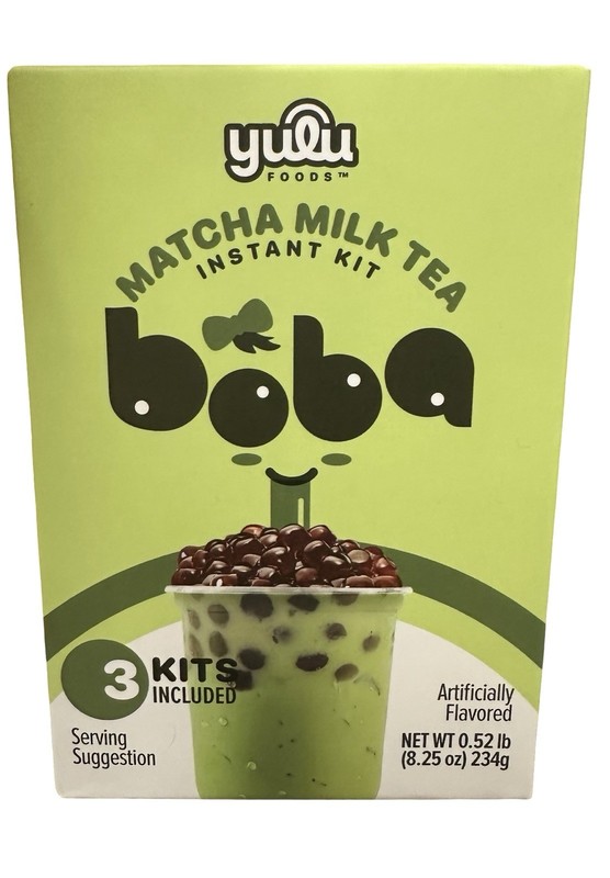 Yulu Foods Matcha Milk Tea Instant Boba Kit 3 Pack, 234g Asian Pantry 1 Box