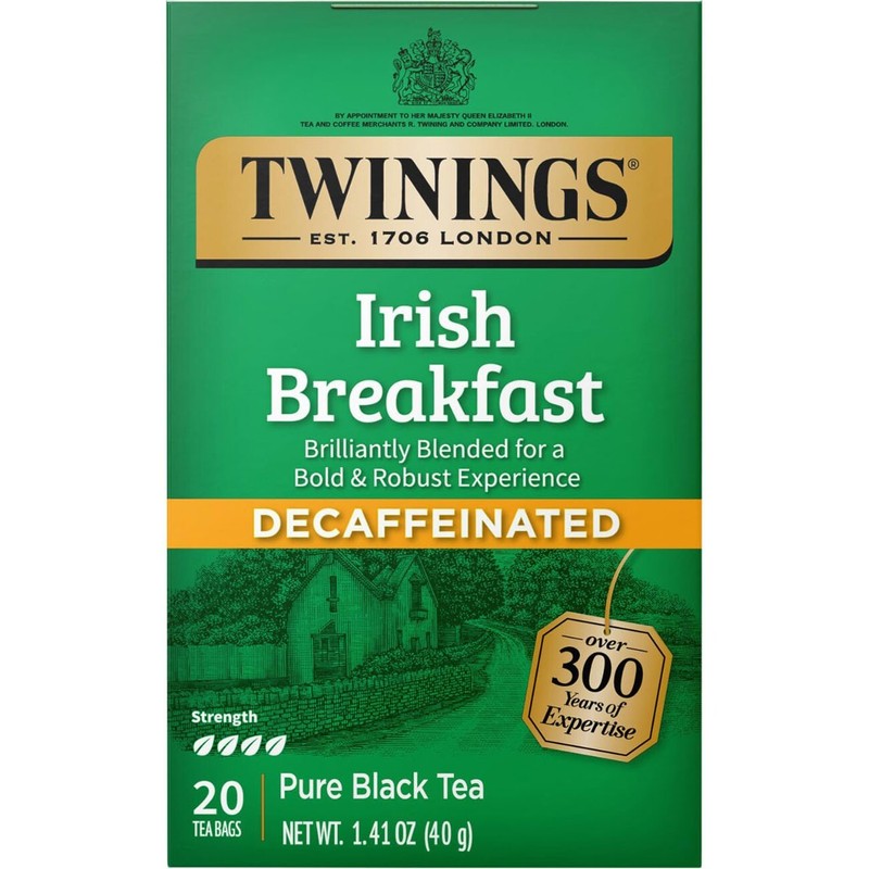 Twinings Decaffeinated Irish Breakfast Black Tea – 20 tea bags (Pack of 4)