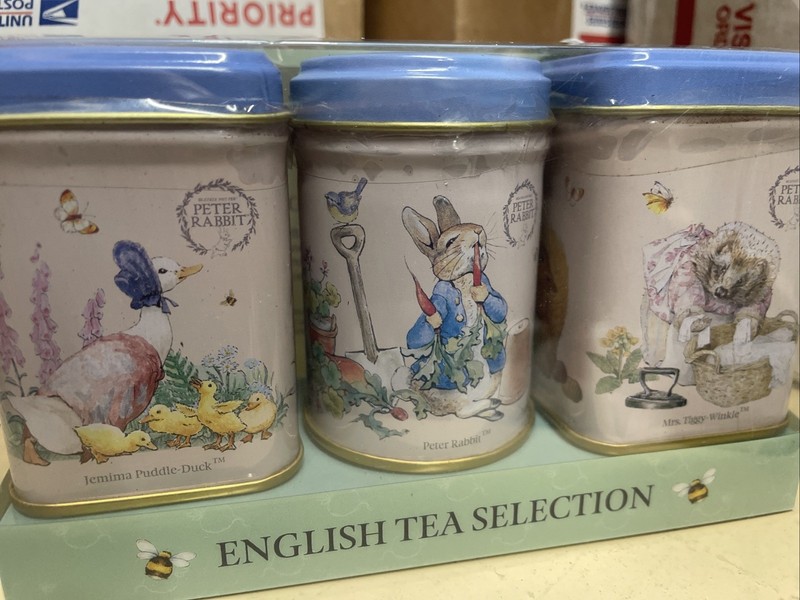 Peter Rabbit 3X Mini Tea Tins with Loose Leaf English Tea, Beatrix Potter Gift,