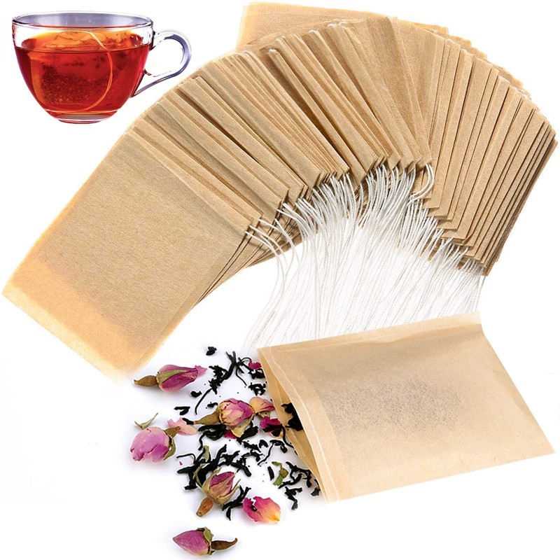 300PCS Disposable Tea Filter Bags | Drawstring, Natural, Safe, 1-Cup Capacity