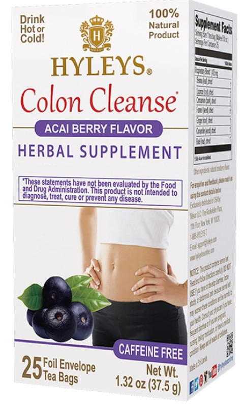 Hyleys Colon Cleanse Tea Acai Berry Flavor – 25 Tea Bags (1 Pack)