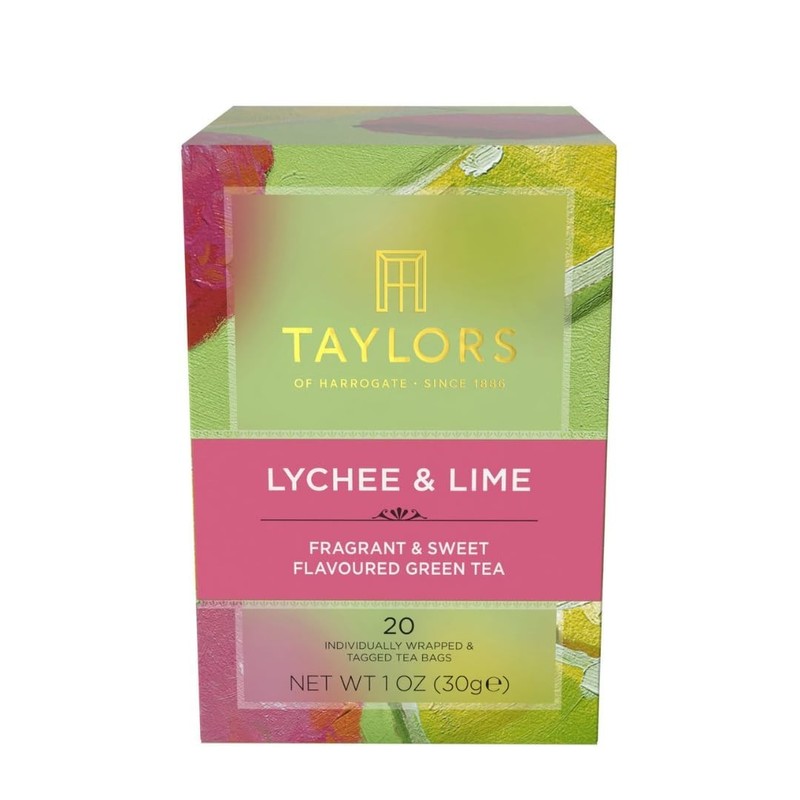 Elite Lychee & Lime Green Tea - Enjoy Hot or Iced, 20 Individually Wrapped Bags