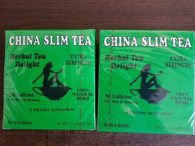 2 HERBAL TEA DELIGHT CHINA SLIM TEA EXTRA STRENGTH NO CAFFEINE 36 BAGS EA. 01/27